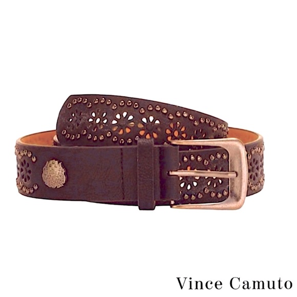 NEW Vince Camuto | Floral Perforated Studded Belt - Picture 1 of 8